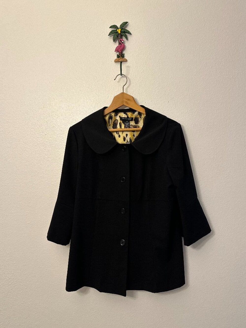 NWT Ava & Grace Petites Black Peter Pan Collar Bell Sleeve Jacket 14P